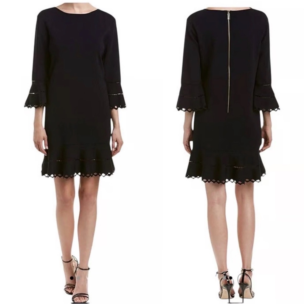 Ted Baker Yazmin Knitted Frill Dress Dark Blue 2